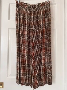 L’Agence Chrisley Pant, Brown Tweed Plaid Print, size 10